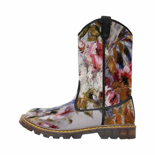 Vintage floral print, western lumber boots Design 12