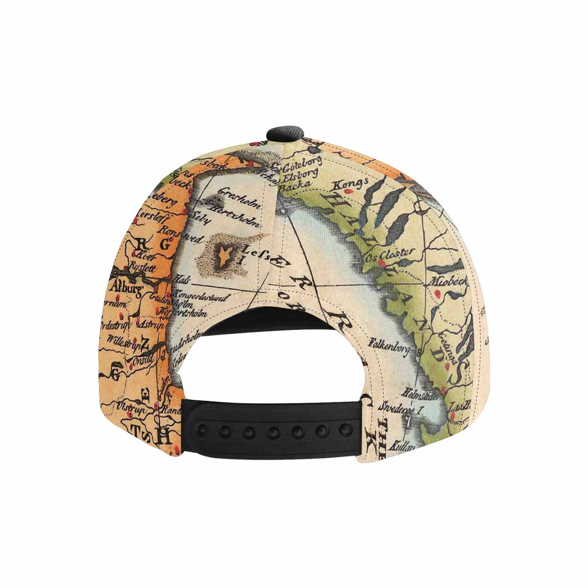 Antique Map design mens or womens deep snapback cap, trucker hat, Design 34