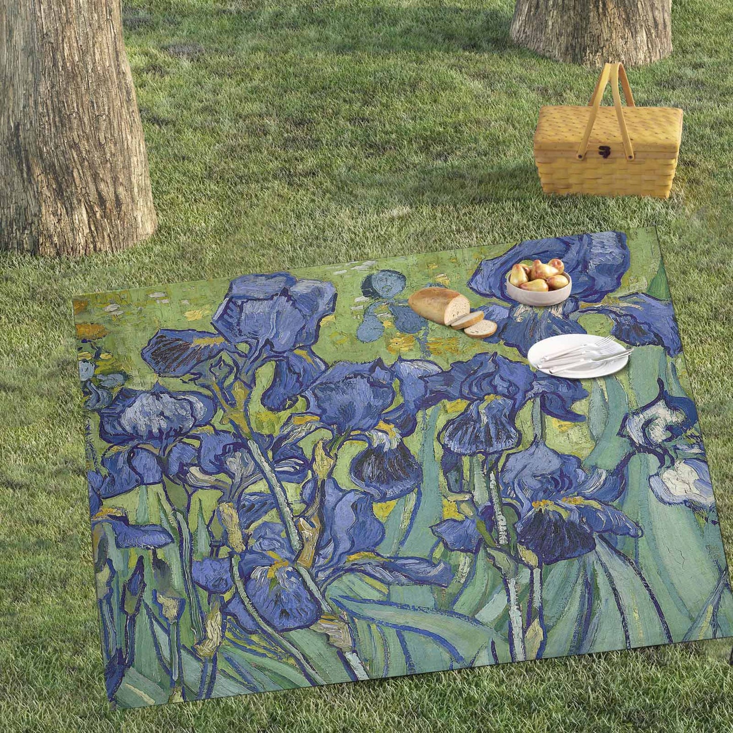 Vintage Floral waterproof picnic mat, 69 x 55in, Design 40