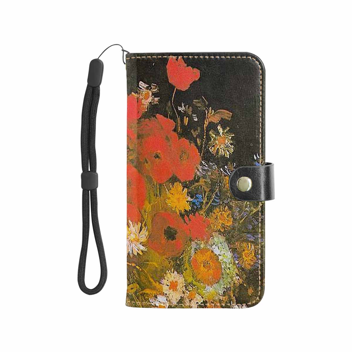 Vintage floral PU leather mobile phone purse, cell phone flip cover, Design 60