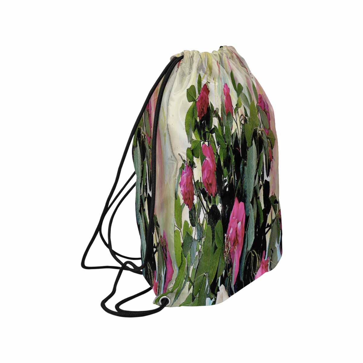 Vintage Floral print, DRAWSTRING BAG, LARGE, Design 22