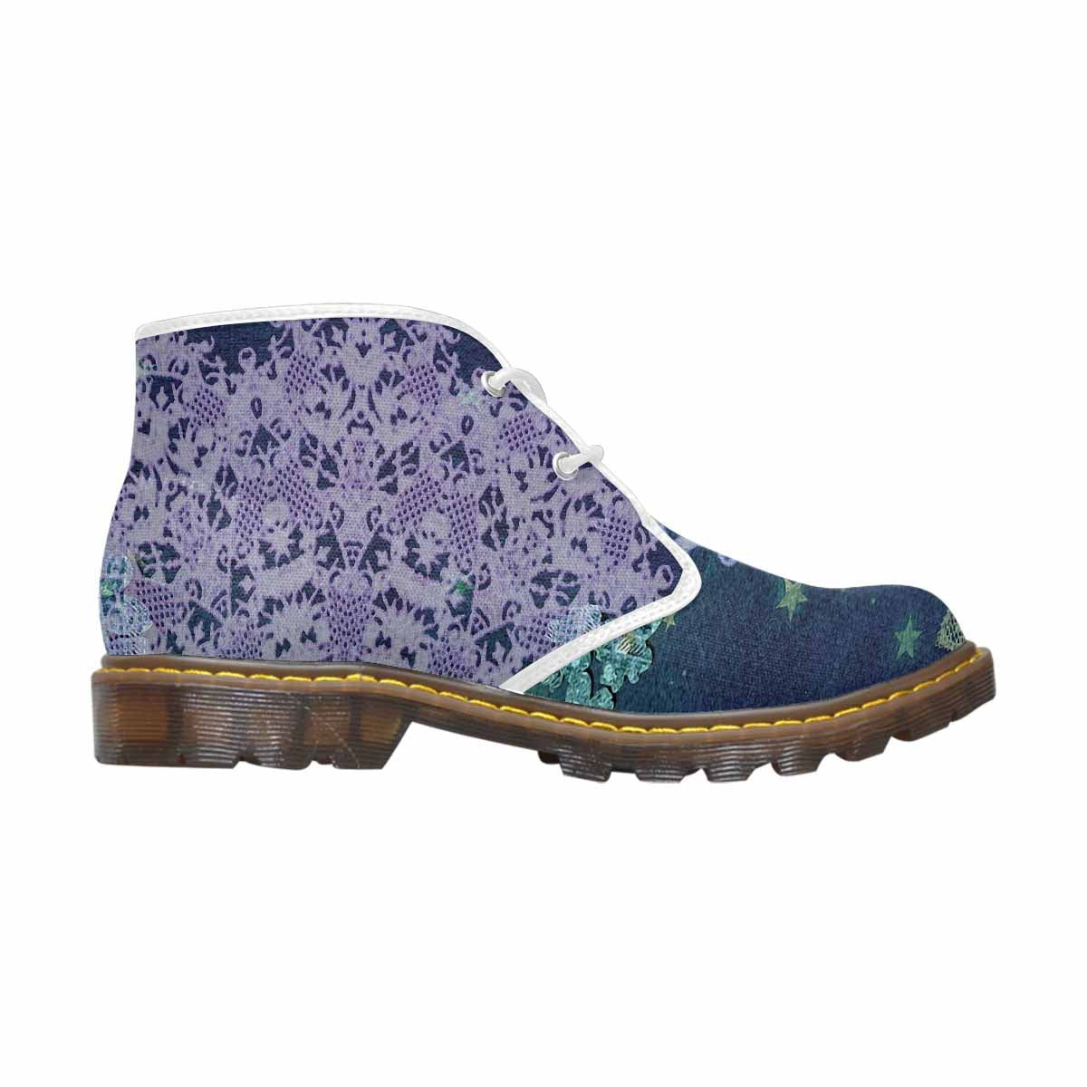 Lace Print, Cute comfy womens Chukka boots, design 05