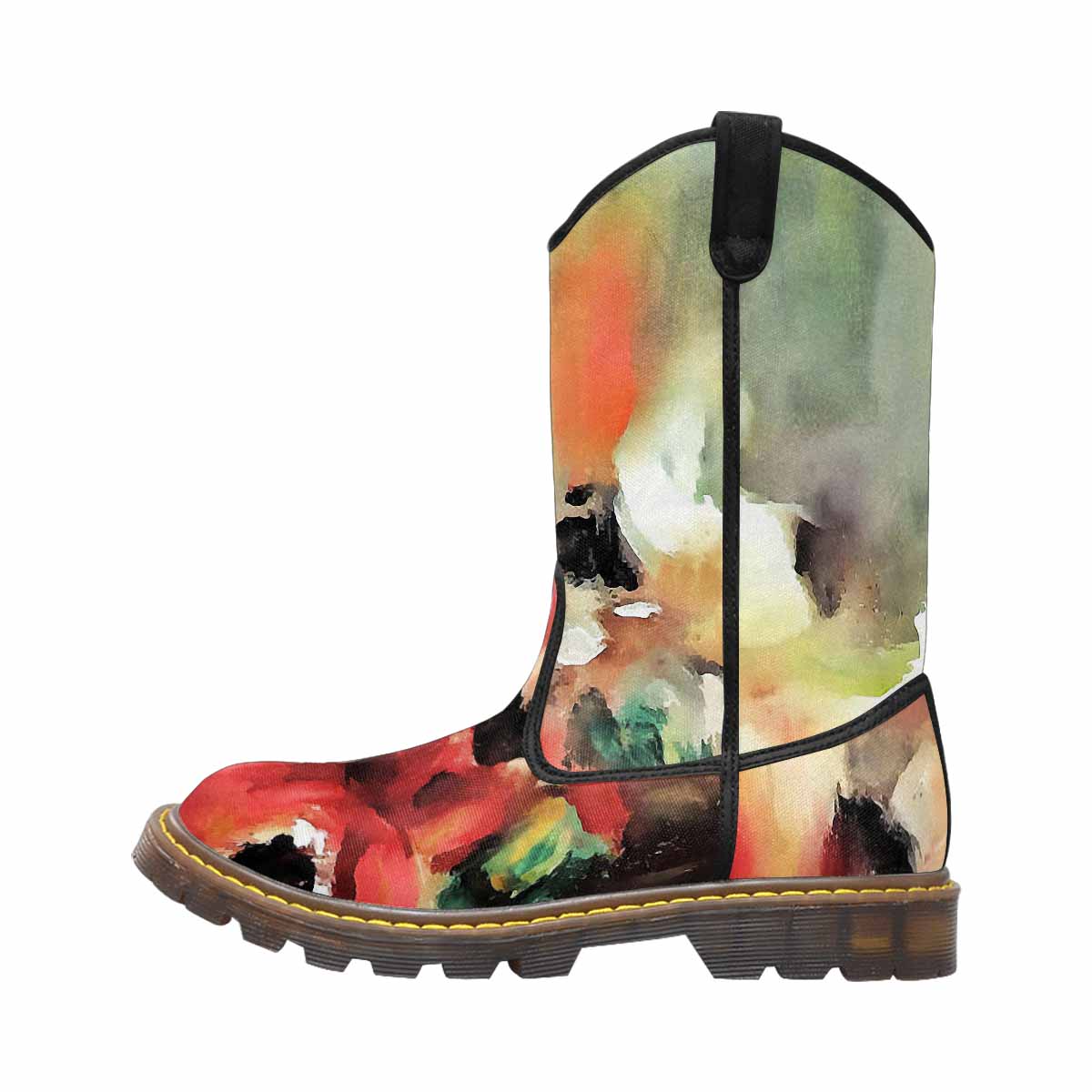 Vintage floral print, western lumber boots Design 14