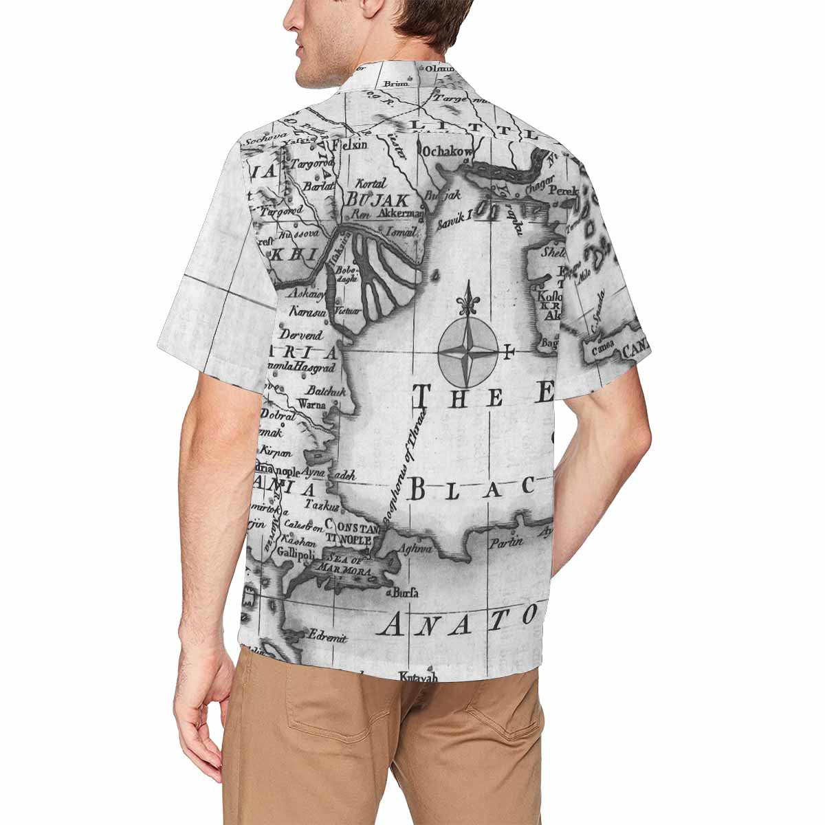 Antique Map design Hawaiian mens shirt, Design 20