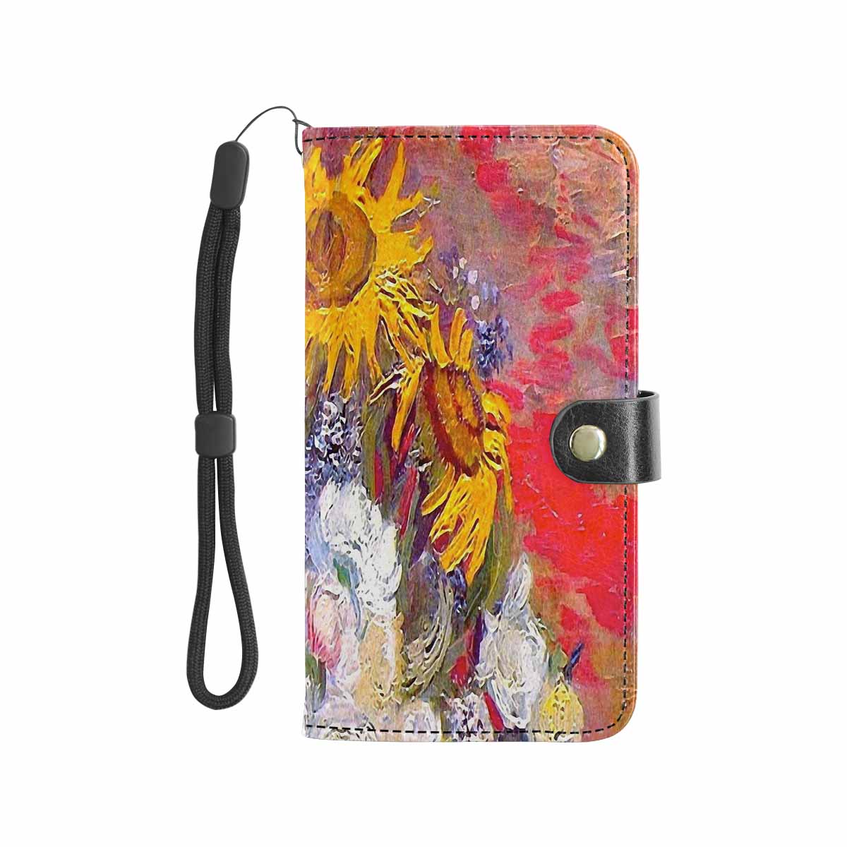 Vintage floral PU leather mobile phone purse, cell phone flip cover, Design 54