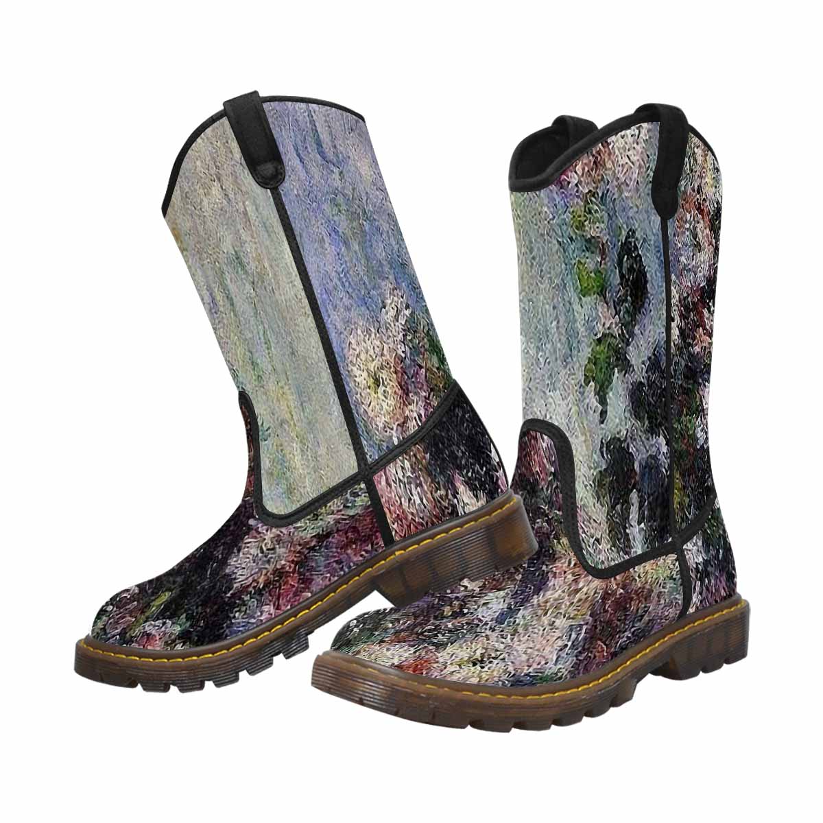 Vintage floral print, western lumber boots Design 44