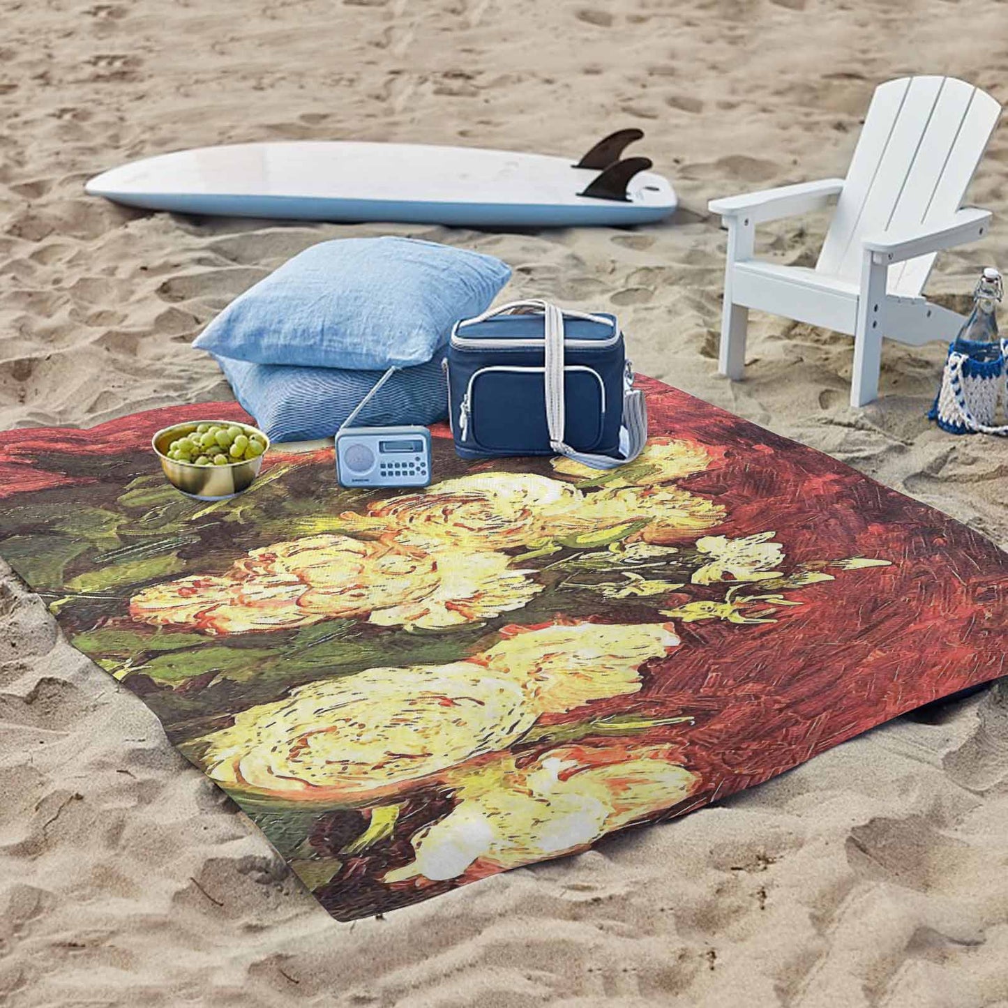 Vintage Floral waterproof picnic mat, 61 x 55in, Design 27