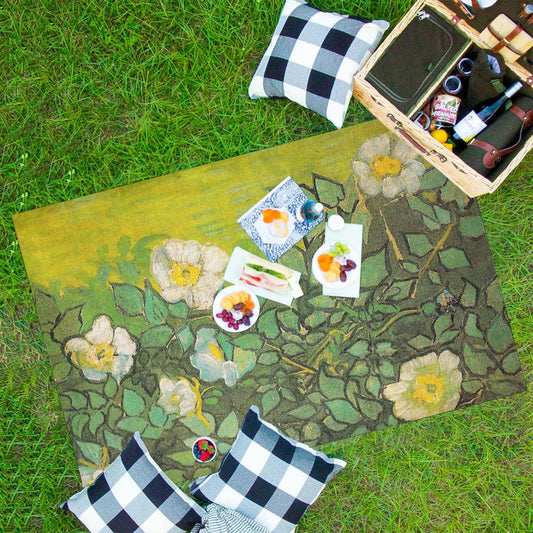 Vintage Floral waterproof picnic mat, 81 x 55in, Design 01