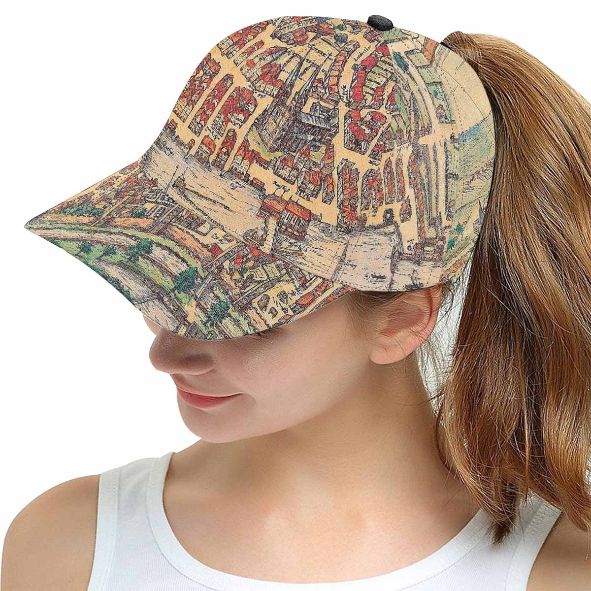 Antique Map design mens or womens deep snapback cap, trucker hat, Design 24