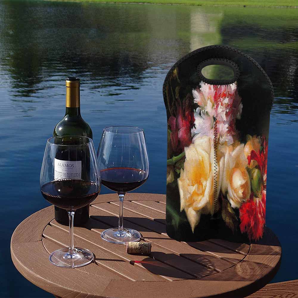 Vintage floral 2 bottle wine bag, Design 30