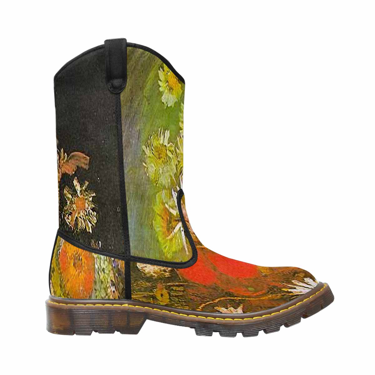 Vintage floral print, western lumber boots Design 60