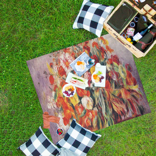 Vintage Floral waterproof picnic mat, 61 x 55in, Design 19