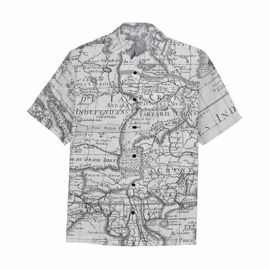 Antique Map design Hawaiian mens shirt, Design 8