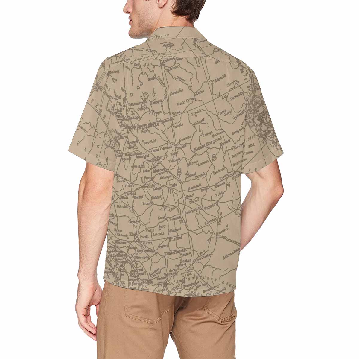 Antique Map design Hawaiian mens shirt, Design 54