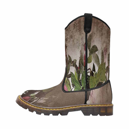 Vintage floral print, western lumber boots Design 22x