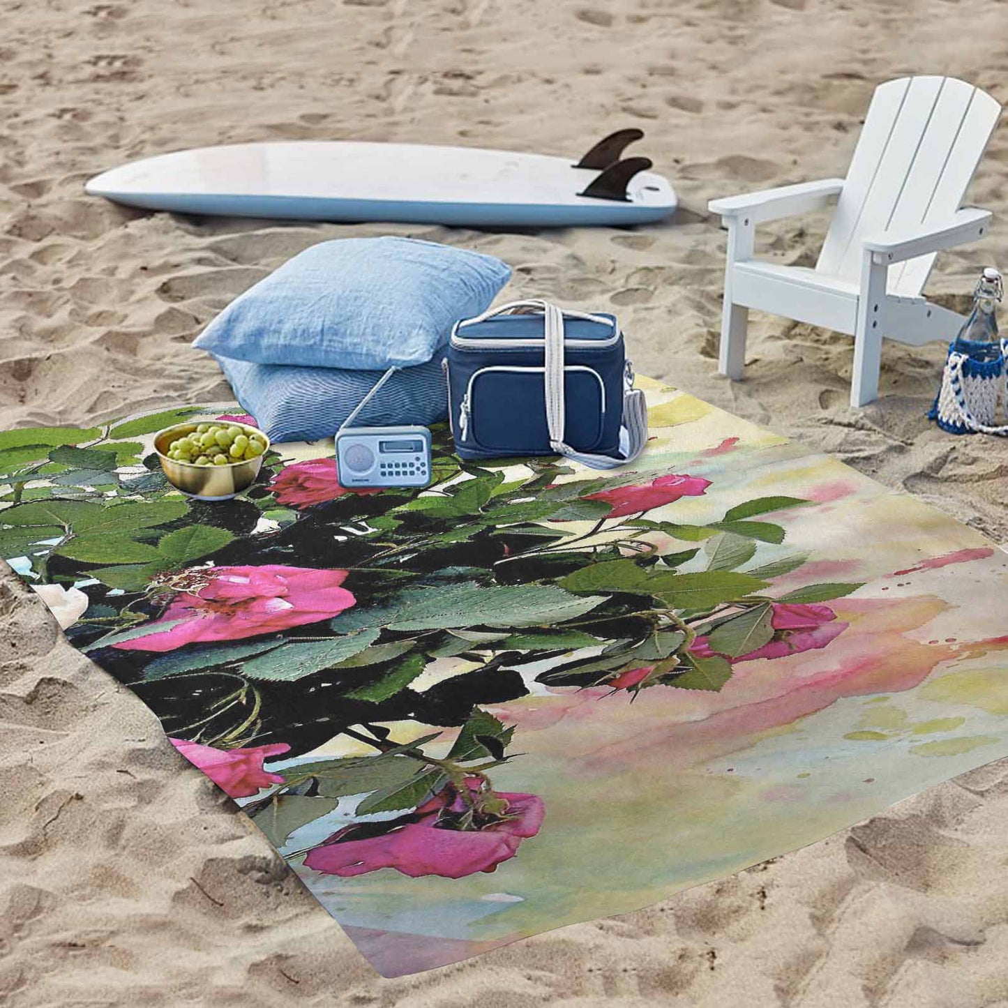 Vintage Floral waterproof picnic mat, 69 x 55in, Design 22