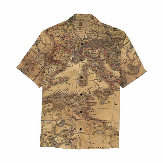 Antique Map design Hawaiian mens shirt, Design 21