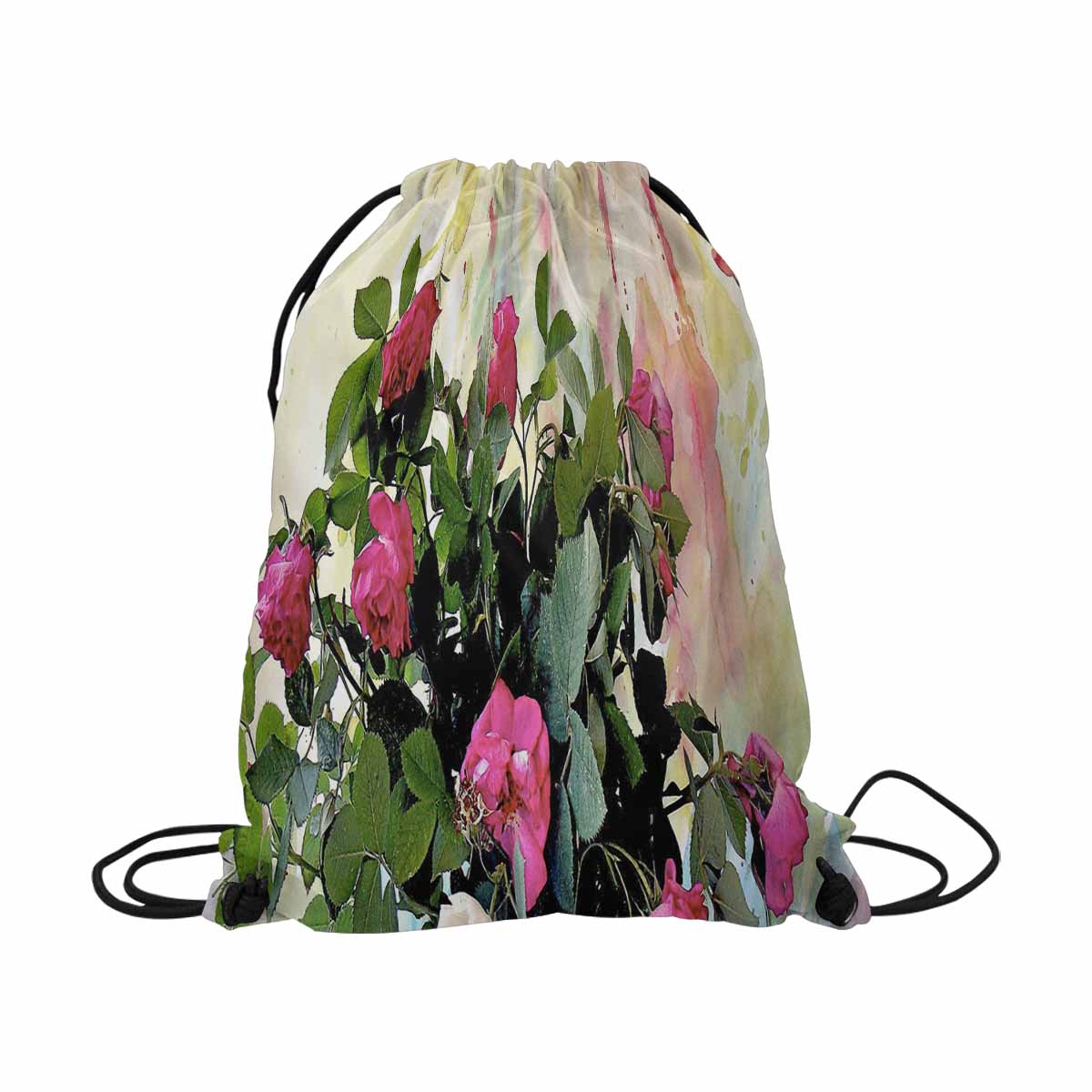 Vintage Floral print, DRAWSTRING BAG, LARGE, Design 22