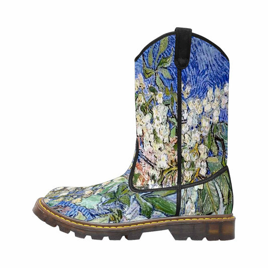 Vintage floral print, western lumber boots Design 04