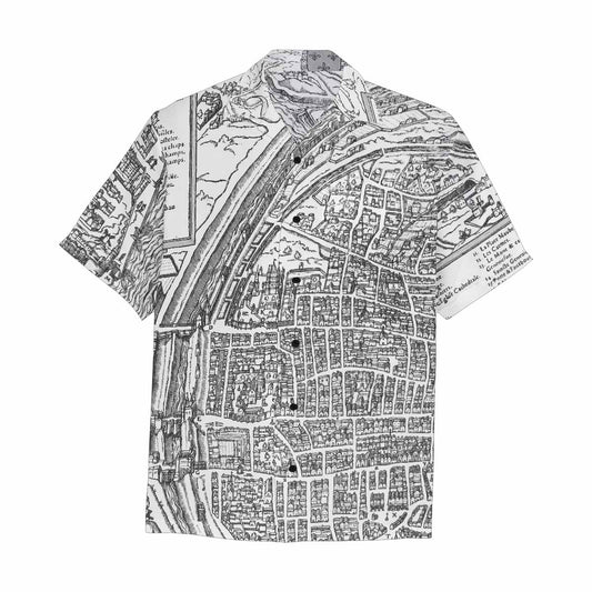 Antique Map design Hawaiian mens shirt, Design 47