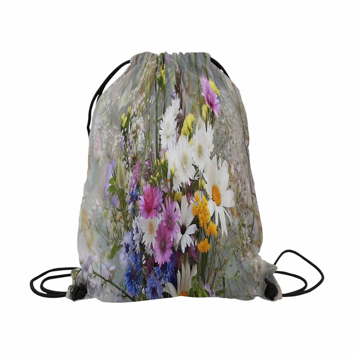 Vintage Floral print, DRAWSTRING BAG, LARGE, Design 02