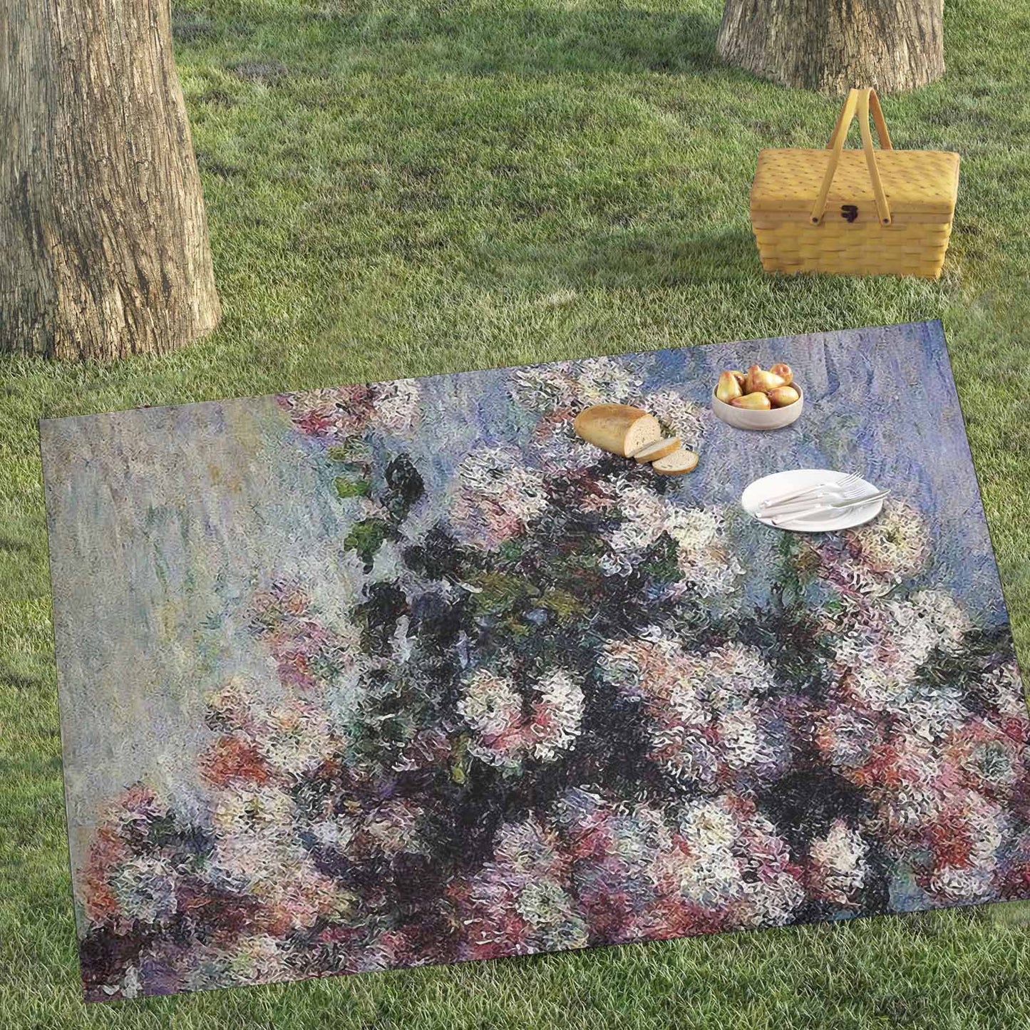 Vintage Floral waterproof picnic mat, 81 x 55in, Design 44