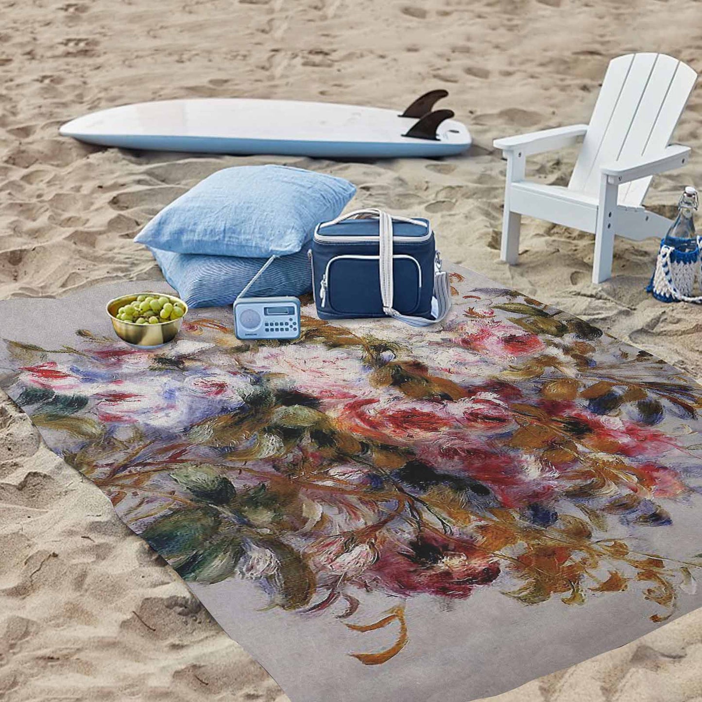 Vintage Floral waterproof picnic mat, 81 x 55in, Design 12