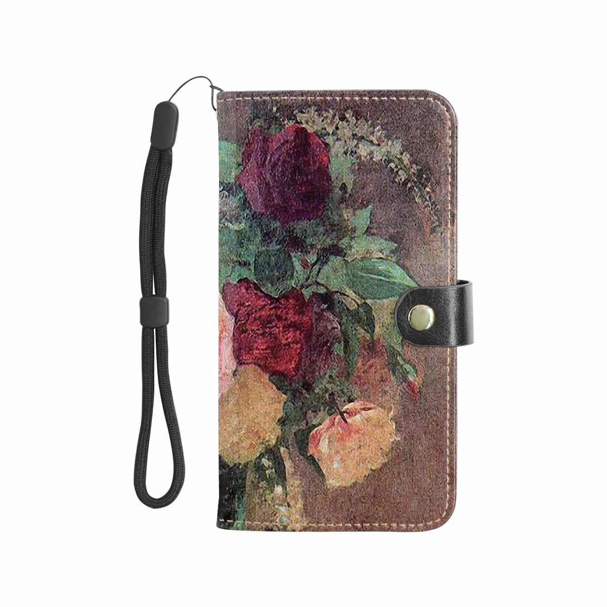 Vintage floral PU leather mobile phone purse, cell phone flip cover, Design 29