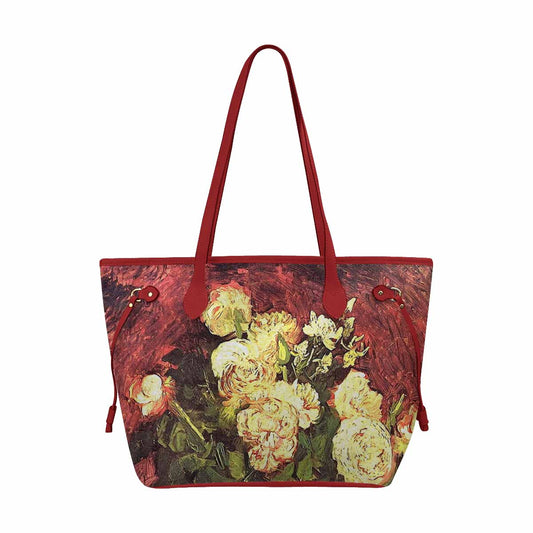 Vintage Floral Handbag, Classic Handbag, Mod 1695361 Design 27 RED TRIM