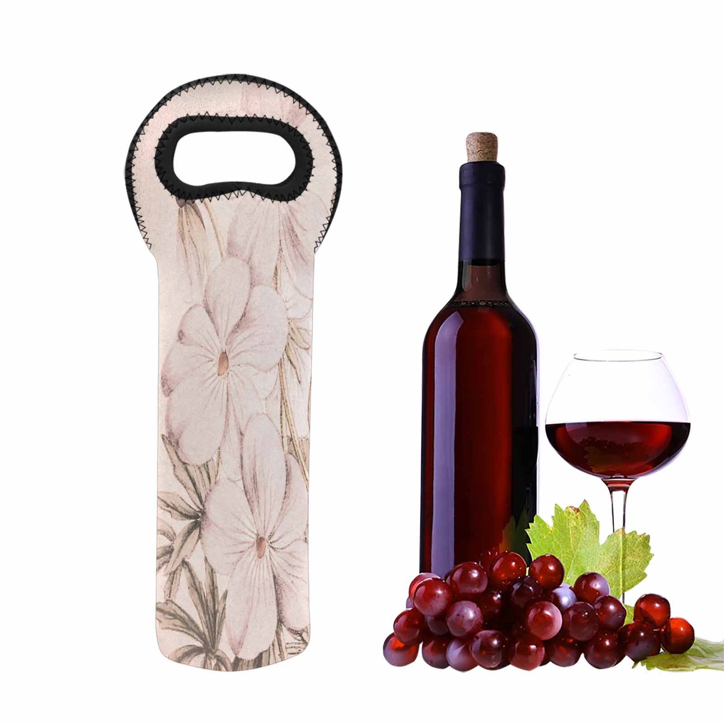 Vintage floral 1 bottle wine bag, Design 13x