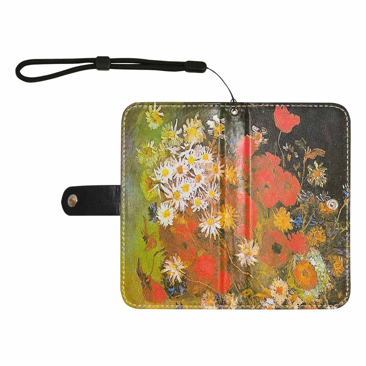 Vintage floral PU leather mobile phone purse, cell phone flip cover, Design 60