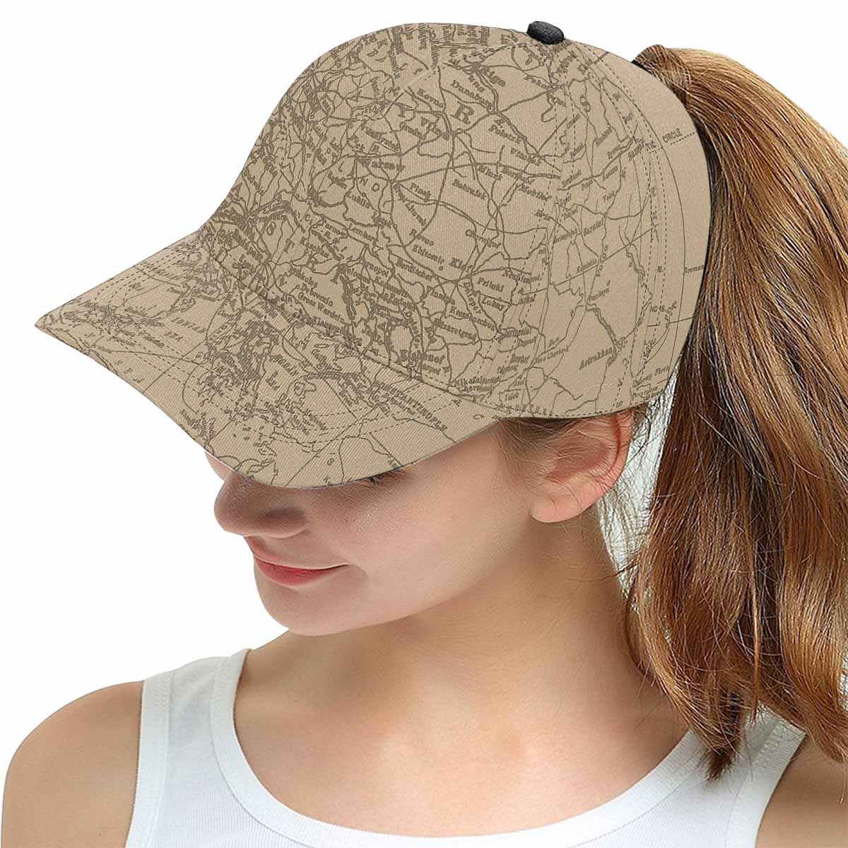 Antique Map design mens or womens deep snapback cap, trucker hat, Design 54