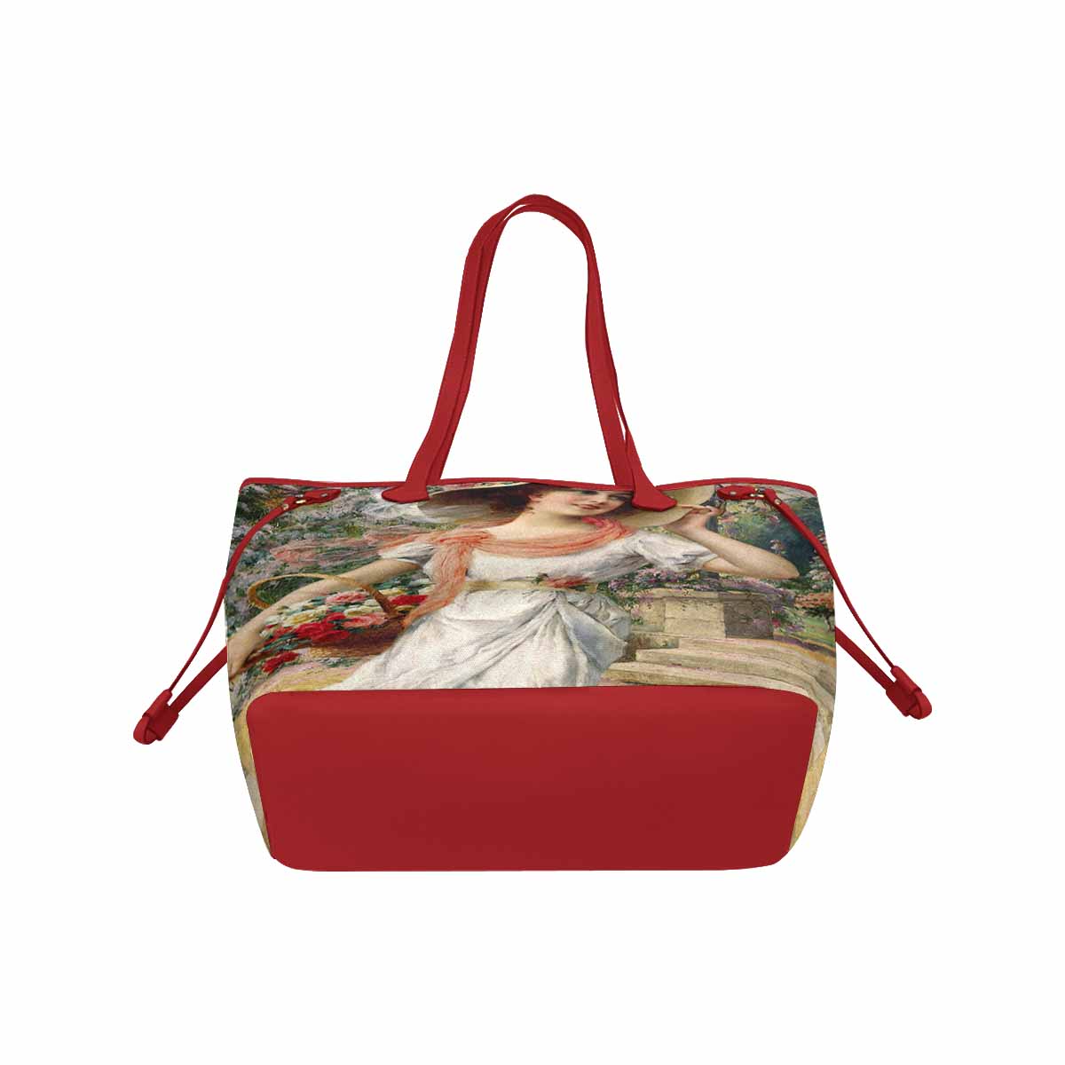 Victorian Lady Design Handbag, Model 1695361, The Flower Garden, RED TRIM