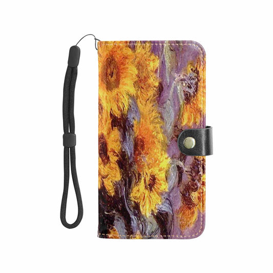 Vintage floral PU leather mobile phone purse, cell phone flip cover, Design 49