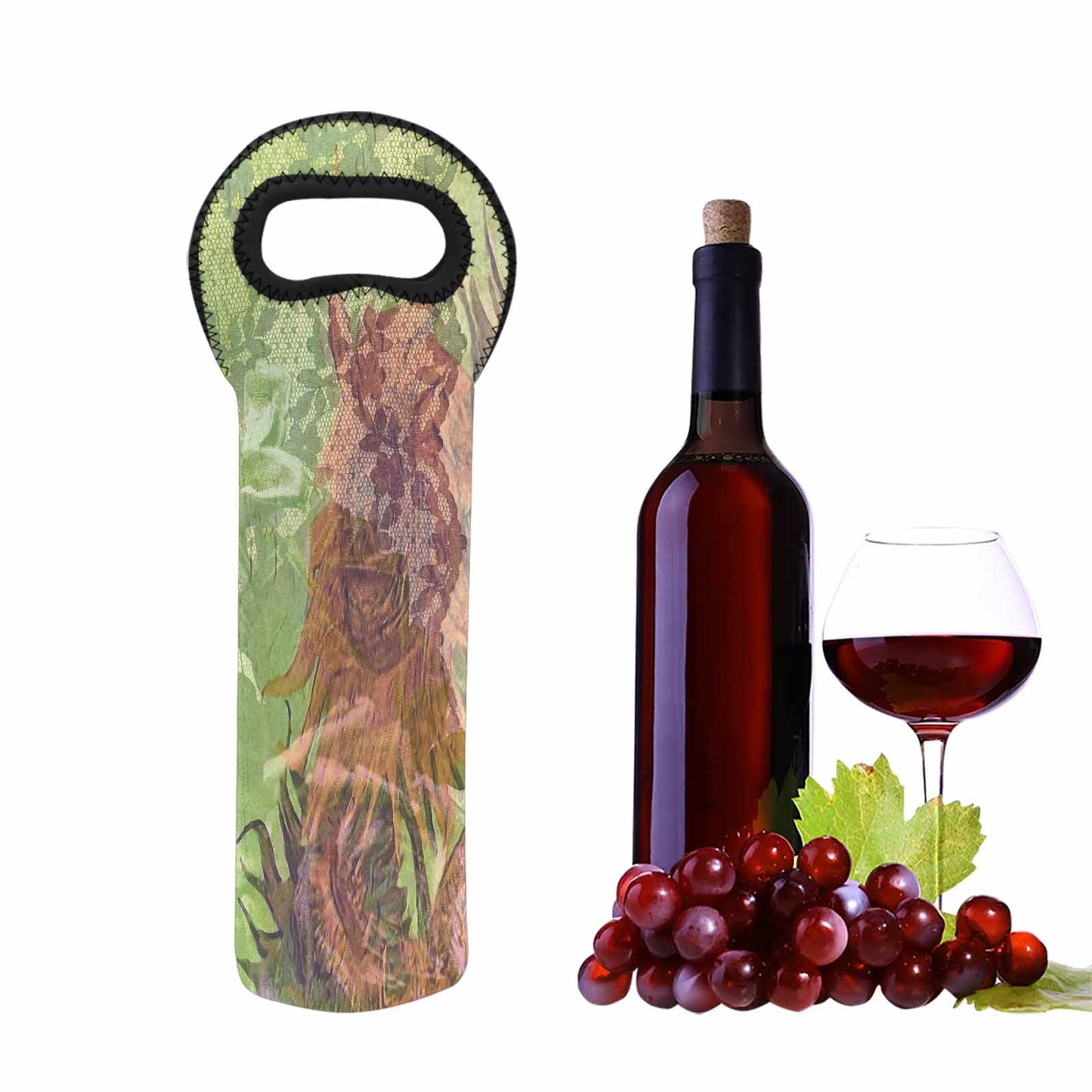 Vintage floral 1 bottle wine bag, Design 48xx