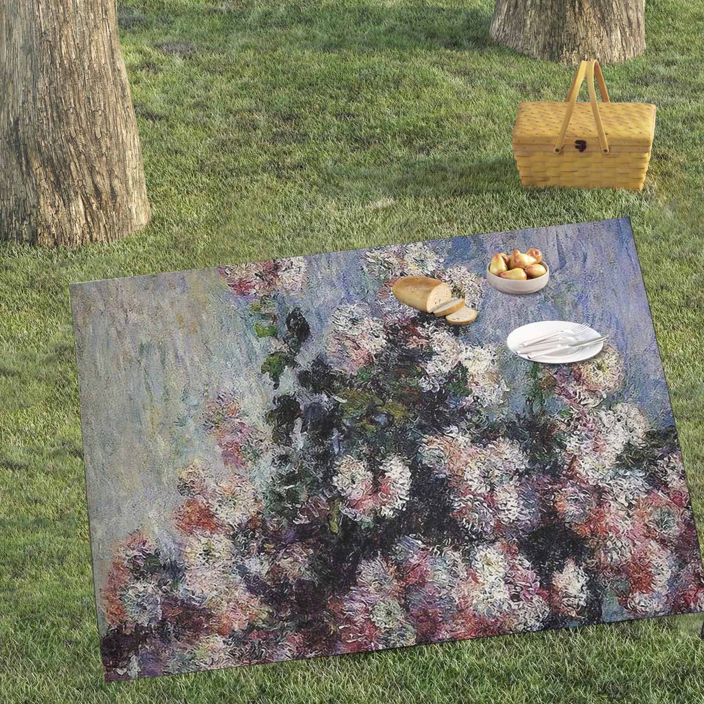 Vintage Floral waterproof picnic mat, 69 x 55in, Design 44