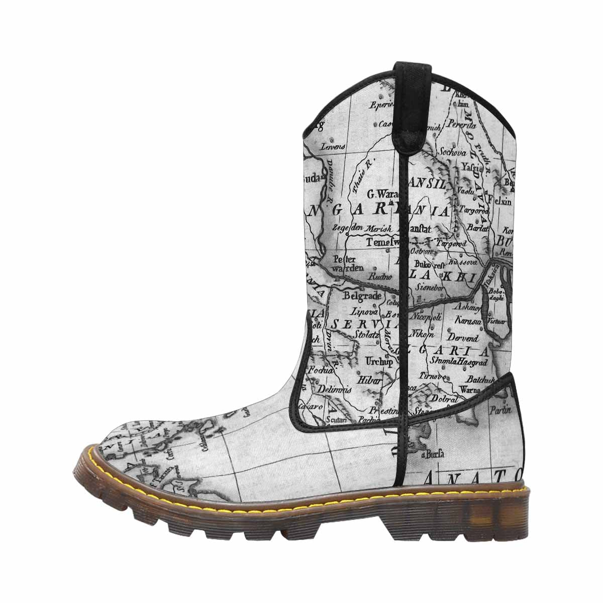 Antique Map design womens western lumber boots, Design 20