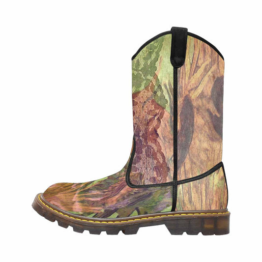 Vintage floral print, western lumber boots Design 48xx