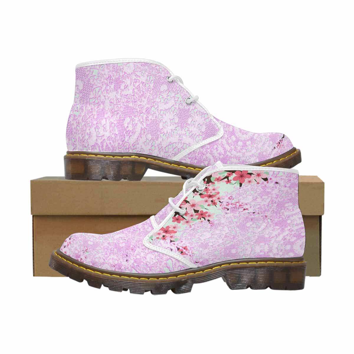 Lace Print, Cute comfy womens Chukka boots, design 09