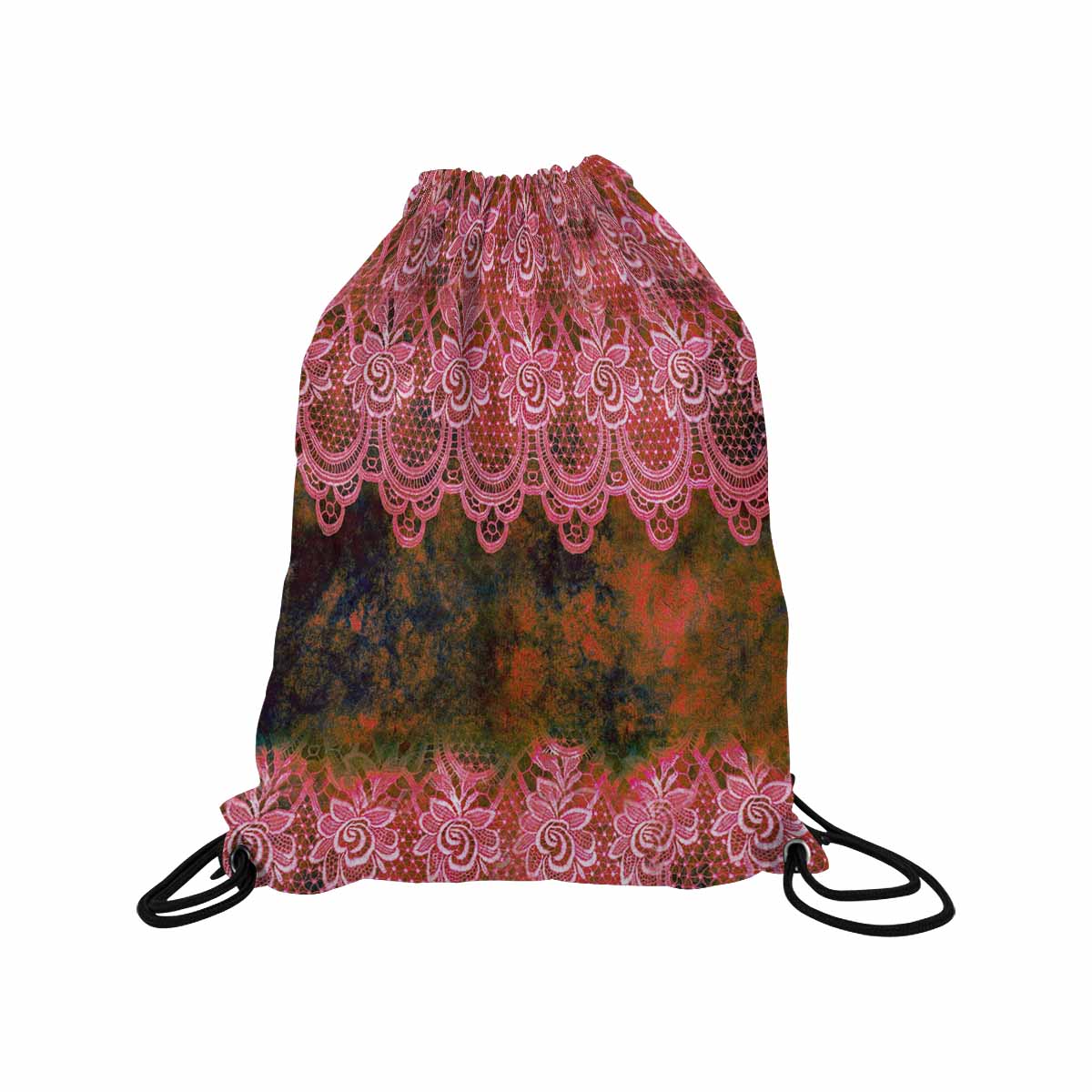 Victorian lace print, DRAWSTRING BAG, MEDIUM, design 32