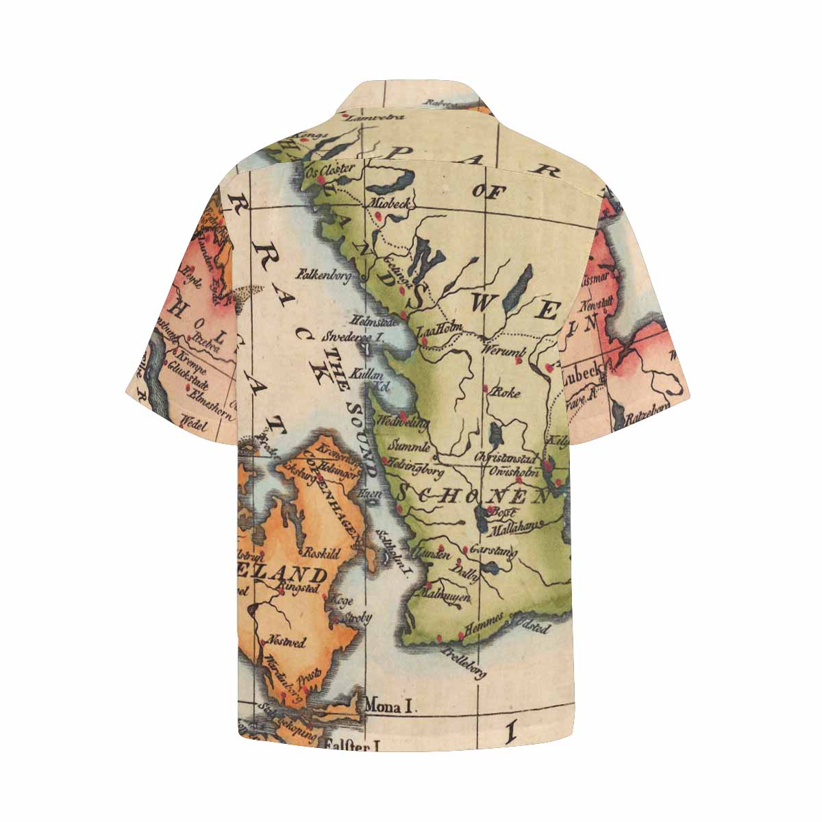 Antique Map design Hawaiian mens shirt, Design 34