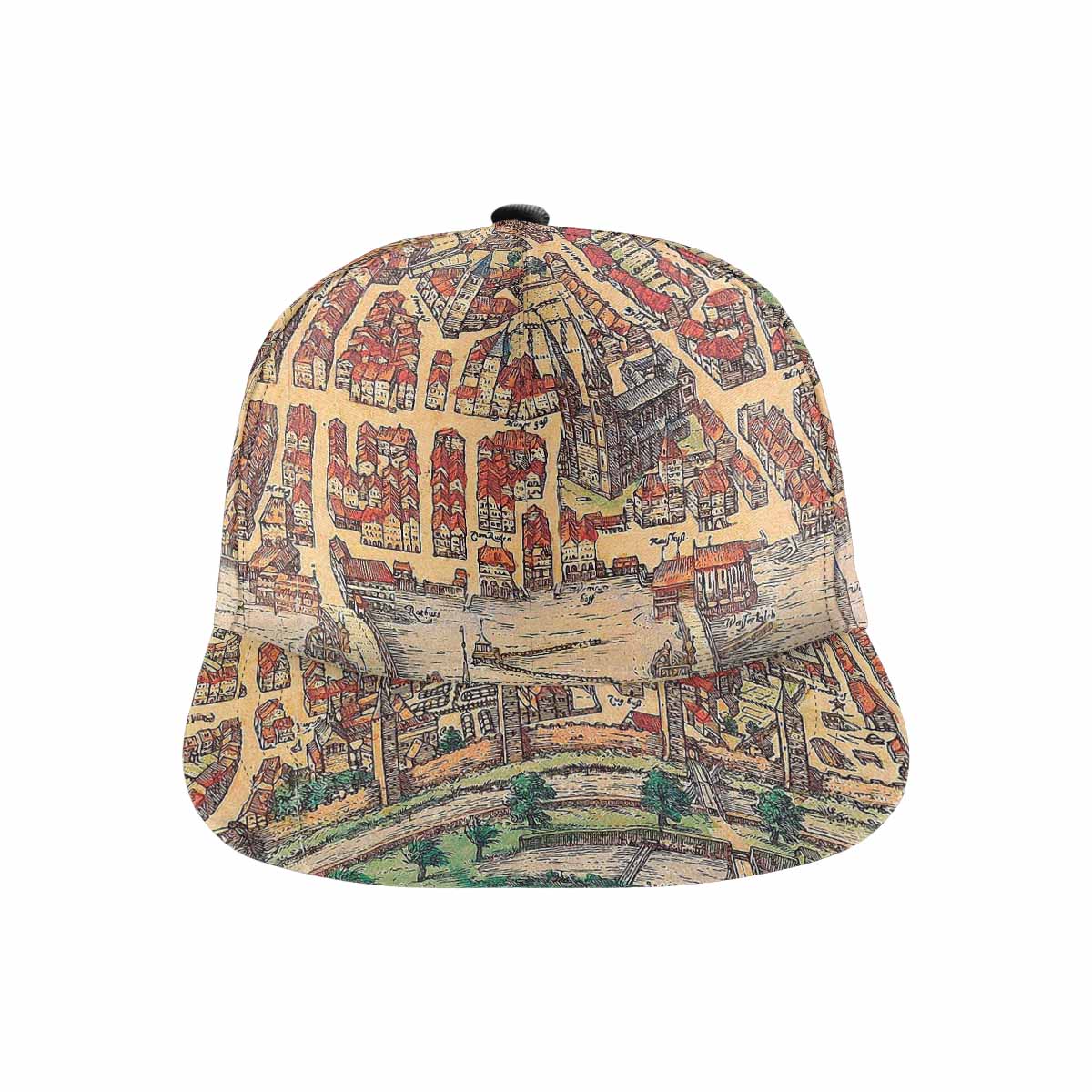 Antique Map design mens or womens deep snapback cap, trucker hat, Design 24