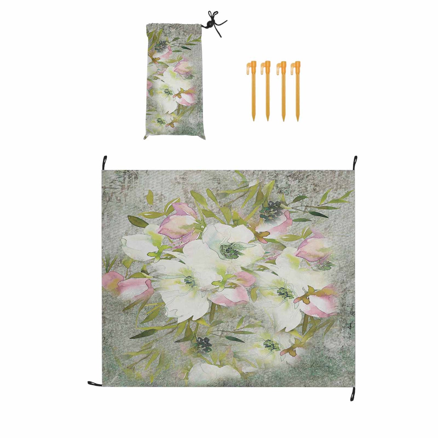 Vintage Floral waterproof picnic mat, 61 x 55in, Design 03