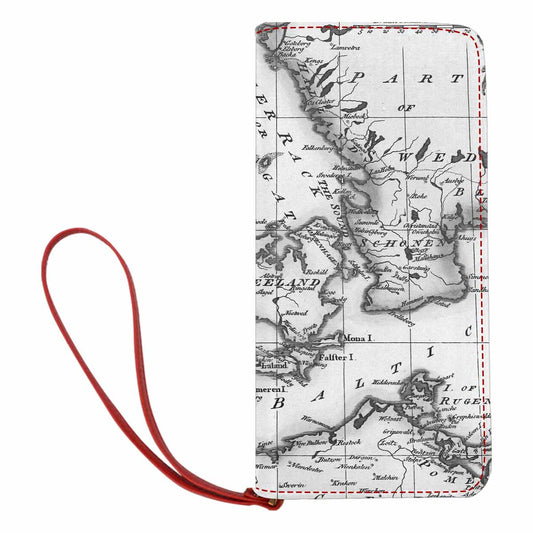 Antique Map design , womens wallet, clutch purse, Red TrimDesign 32