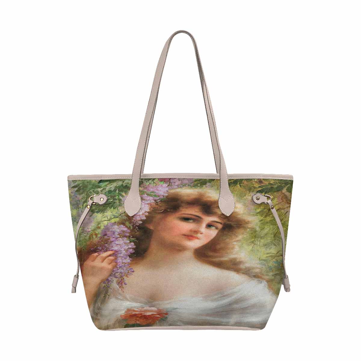 Victorian Lady Design Handbag, Model 1695361, Portrait Of A Woman, BEIGE/TAN TRIM