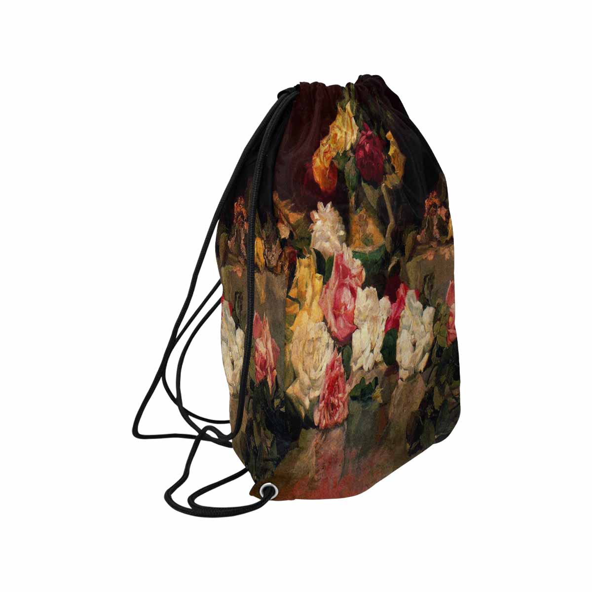 Vintage Floral print, DRAWSTRING BAG, LARGE, Design 37