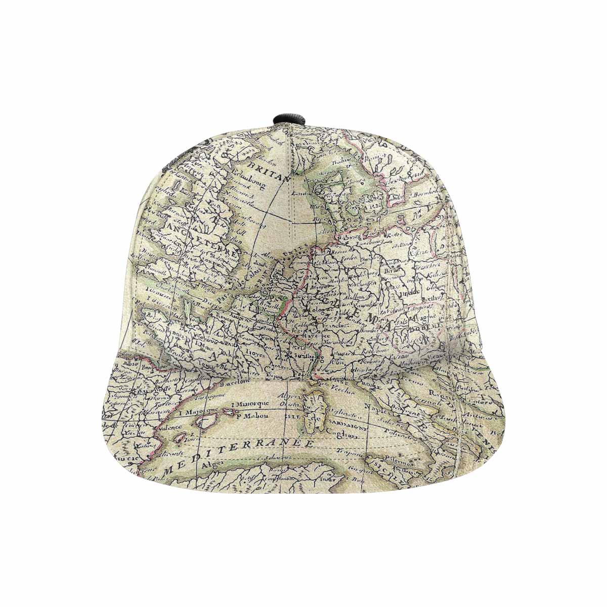 Antique Map design mens or womens deep snapback cap, trucker hat, Design 3