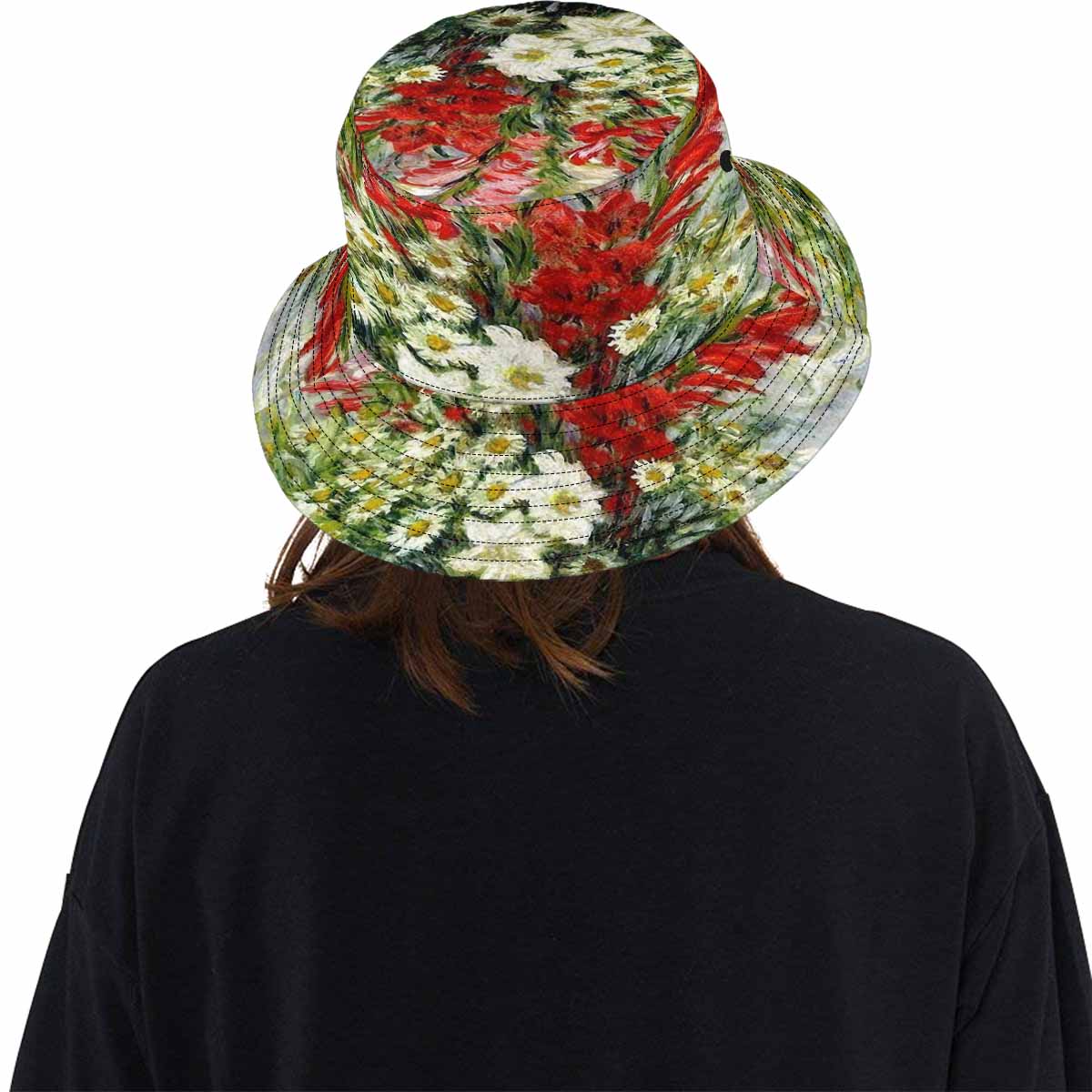 Vintage floral unisex bucket boonie Hat, outdoors hat, Design 43