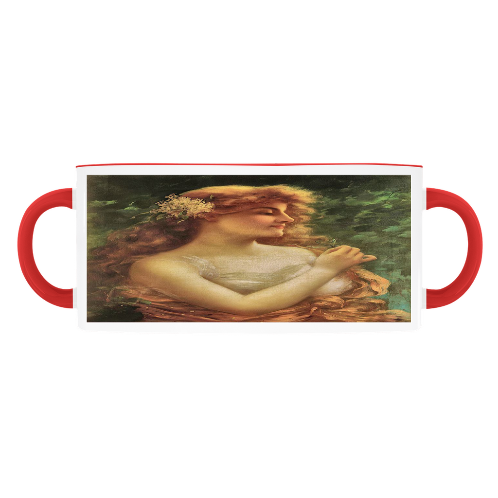 Victorian lady design, accent mug, design Young Woman with a Dragonfly