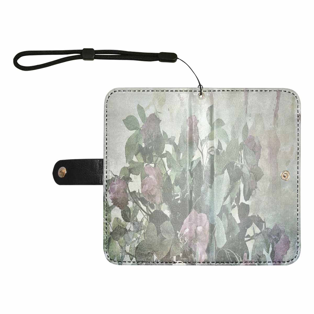 Vintage floral PU leather mobile phone purse, cell phone flip cover, Design 23